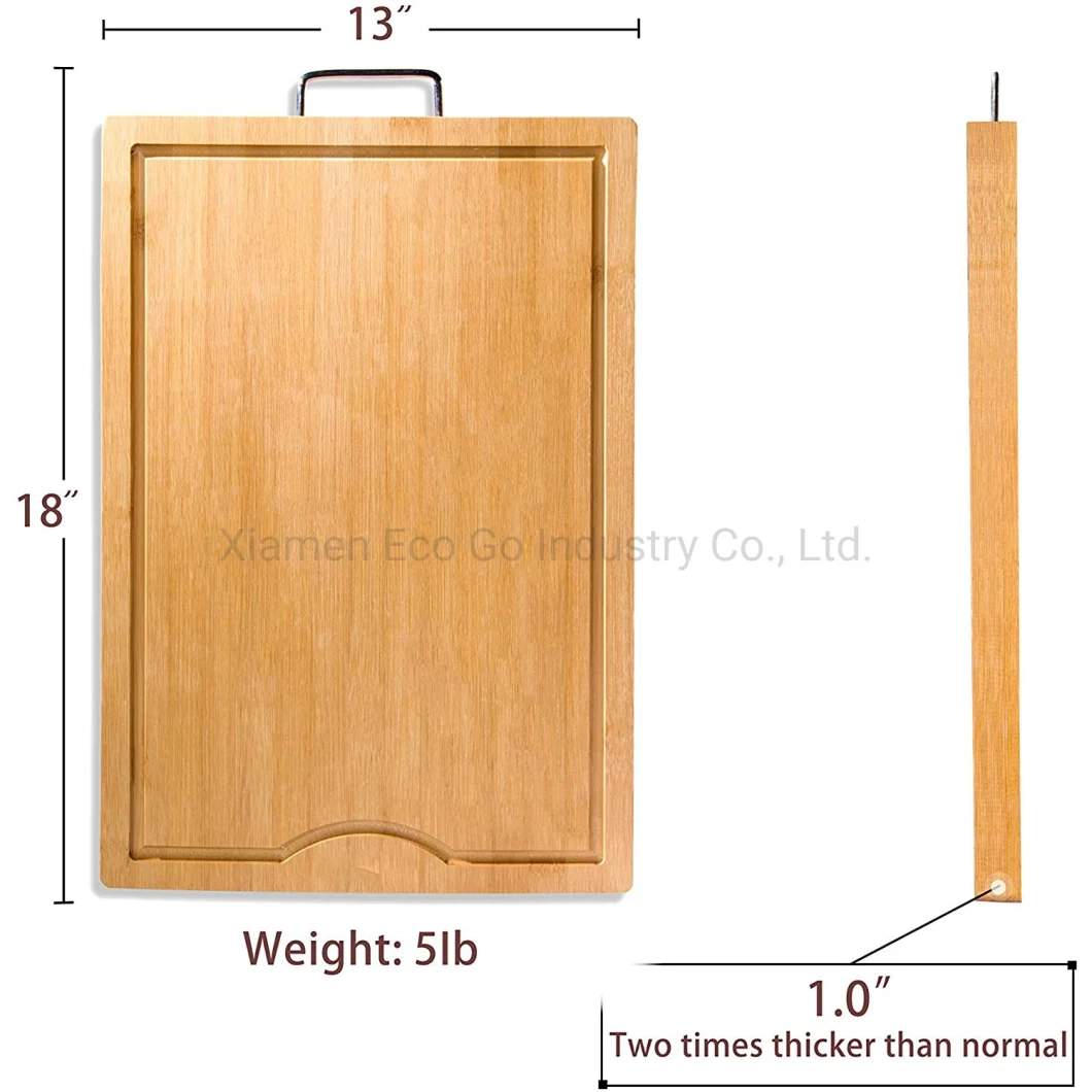 Large &amp; Extra-Thick Bamboo Cutting Boards for Kitchen with Juice Groove Chopping Board with Handle