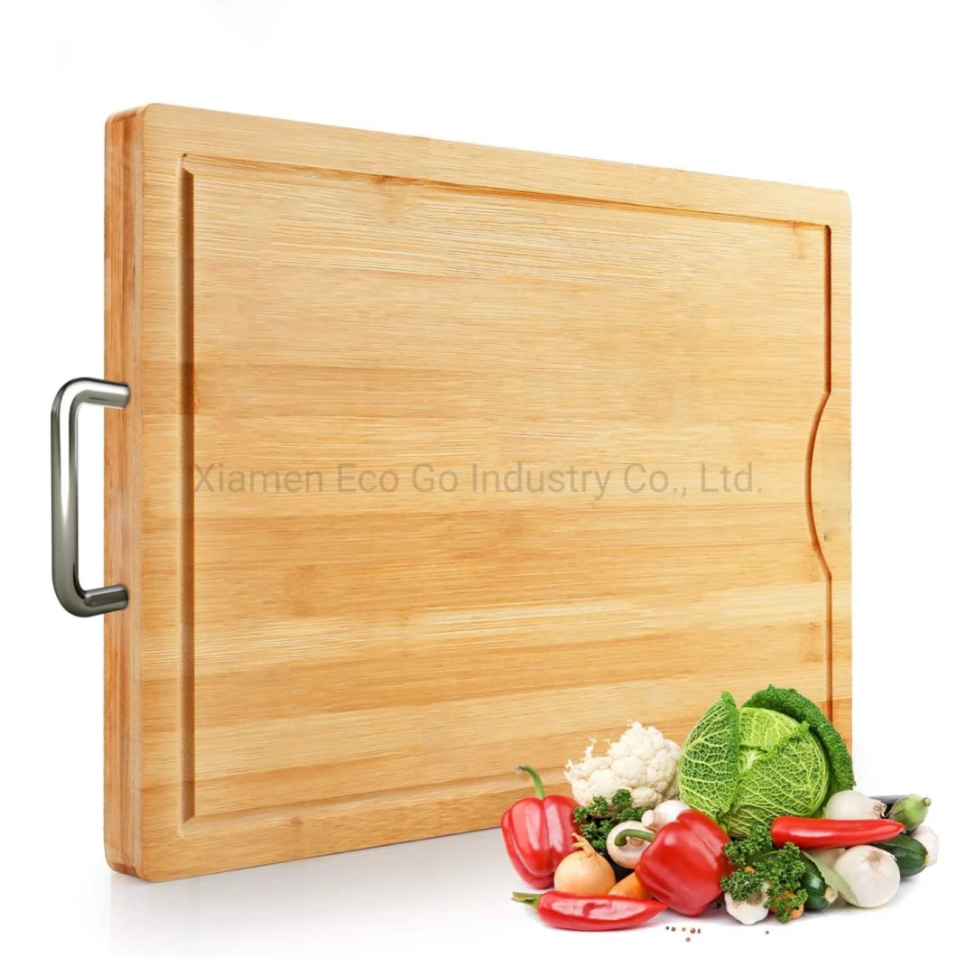 Large &amp; Extra-Thick Bamboo Cutting Boards for Kitchen with Juice Groove Chopping Board with Handle