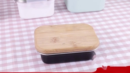 Factory New Design Bamboo Plastic Lid Choice Lunch Box Garbo for Kids Stainless Steel Lunch Box Plastic Bamboo Lid for Freshness Preservation